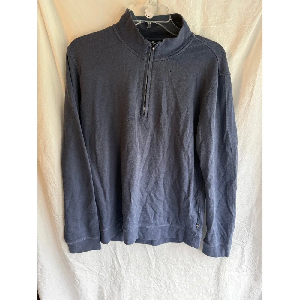 Black‎ Brown 1826 Mens Quarter Zip Pullover Navy Blue Mock Neck Sweater Small